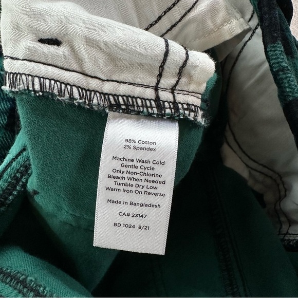 Talbots Velveteen Straight Leg Pants. Size 2. Green Plaid. - Picture 8 of 12